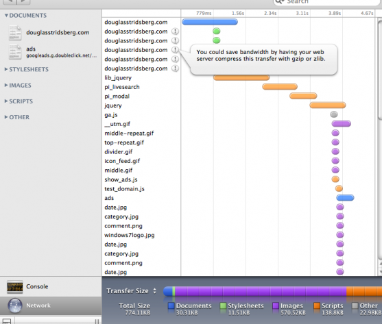 Web Inspector network tab